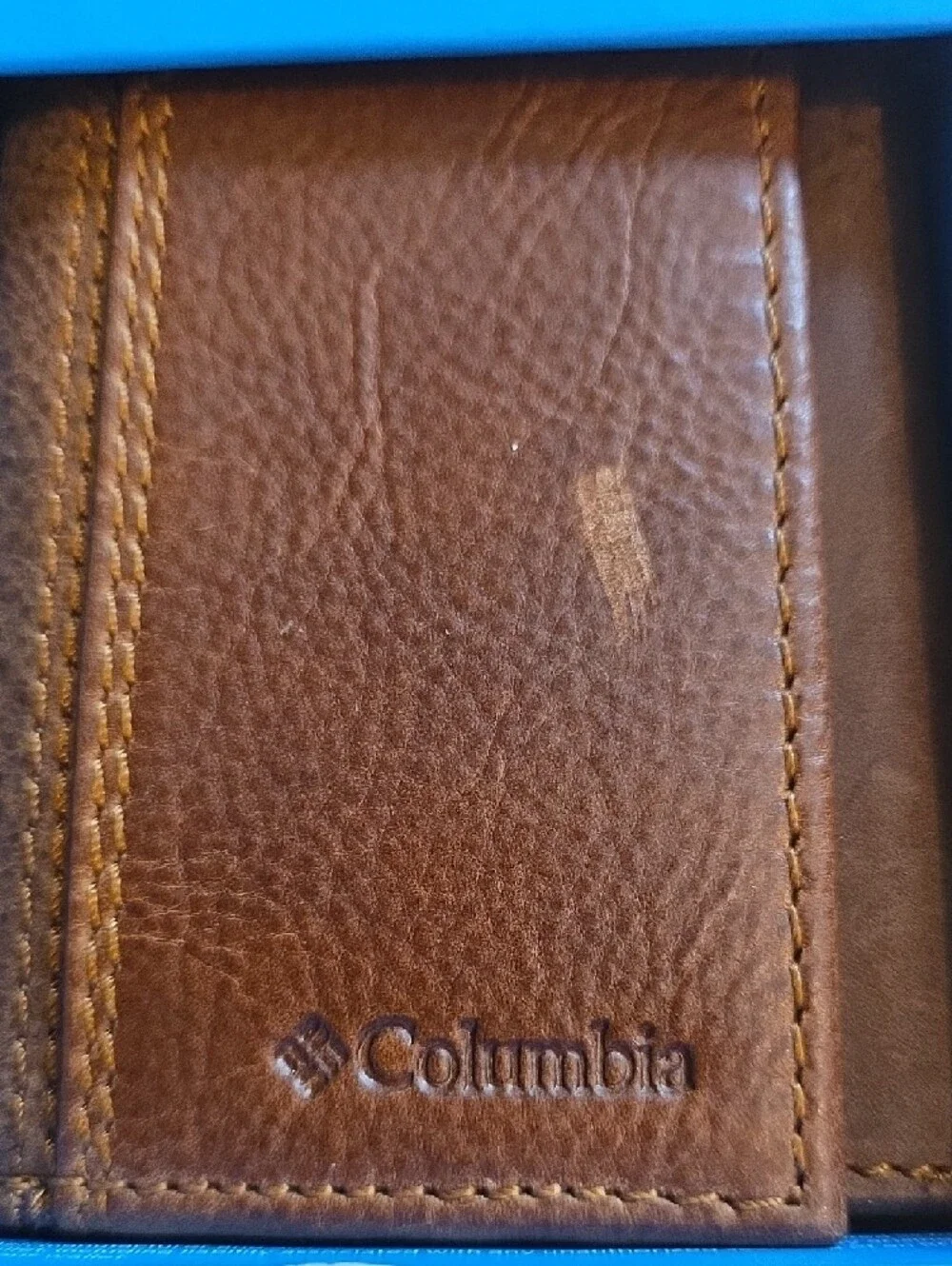 Columbia Brown Leather Trifold Wallet